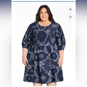 Paisley Puff Sleeve Dress